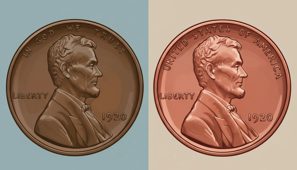 Close-up of worn vs preserved 1920 penny